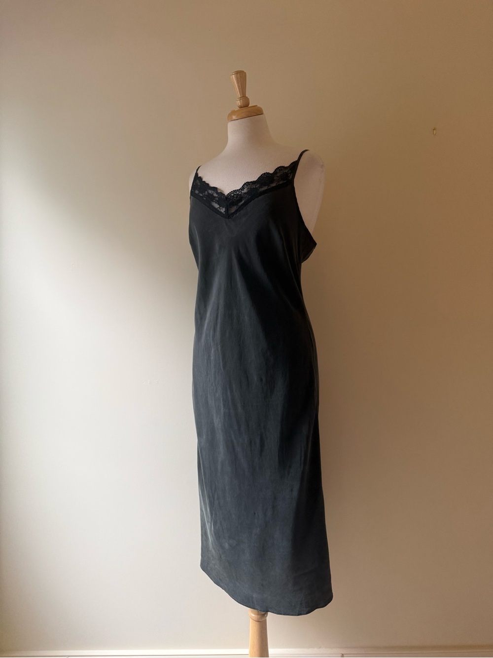 ECI New York Black Silk Lace Trim Slip Dress Size 8